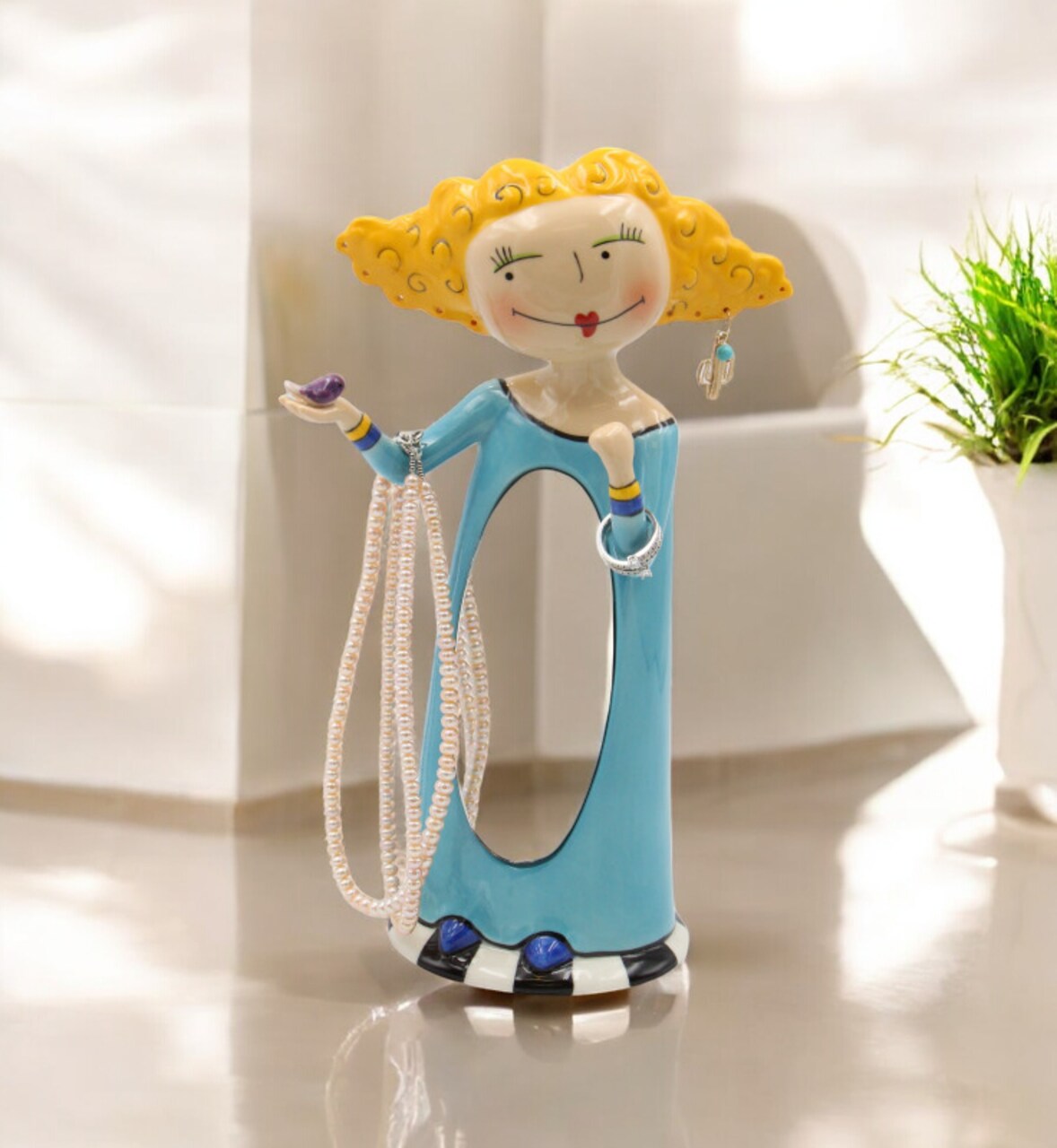 Ceramic Vanity Girl Mirror and Accessory Holder, Vanity Decor, Gift for Her